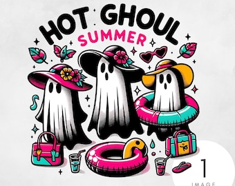 Hot Ghoul Summer PNG, Funny Summer Ghost Clipart, Sassy Ghosts Sublimation Design, Summer Vacation UVDTF File, Trendy Pastel Goth PNG,