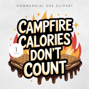 Noches de campamento divertidas PNG, diseño de sublimación de fogatas con purpurina falsa de verano y malvaviscos, descarga digital de calorías de fogata para campistas al aire libre