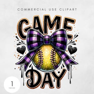 Softball Game Day PNG Purple Coquette Softball Glitter Png Softball Mama Png Softball Mom Png, Game Day Sport Png Sublimation Design