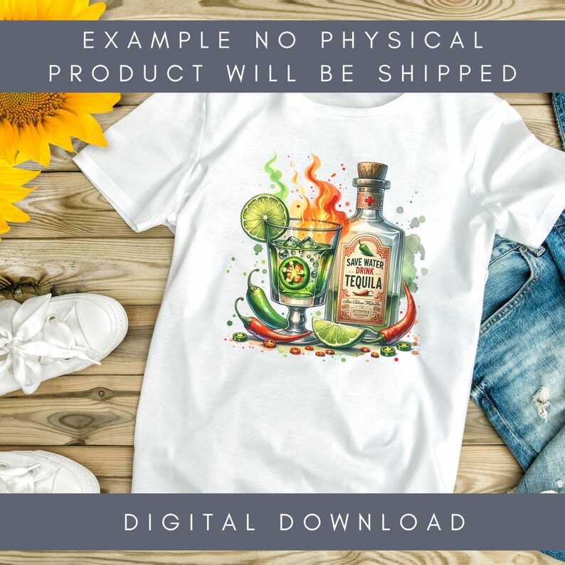 Sparen Sie Wasser Drink Tequila PNG Meine Tequila Shirt Grafik Spicy Chilli Shirt Grafik Margarita T-Shirt Design Lustiges Trinkshirt PNG Datei Bild 6