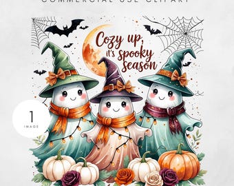Cute Ghost Halloween PNG Floral Ghost Sublimation Design Retro Bright Fall PNG Spooky png Autumn Png Instant Download Cozy Era Funny Vintage