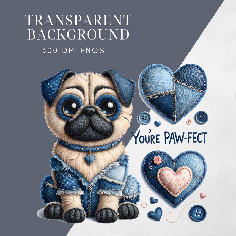 Denim Patchwork Dog PNG, Cute Puppy Sublimation Design, Jean Dog ...