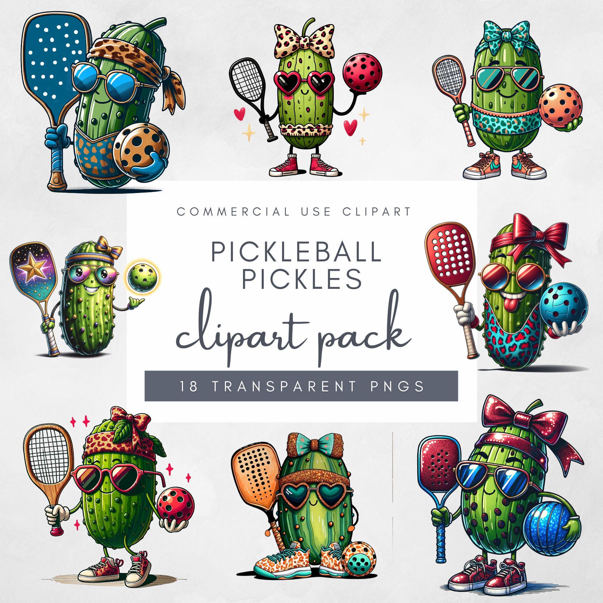 ポール・パルニック cartoon art レプリカ IDEAS 新品 Pickle Ballin Clipart Pack Funny Pickleball PNG Cute Pickle Ball