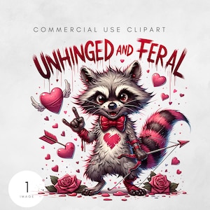Unhinged And Feral Png Lustiger Waschbär Png Rock'n Wilder Waschbär Vintage Wilde Mutter Lustig Einzigartig Wilder Valentinstag PNG sarkastisches Zitat Kunst für Tasche