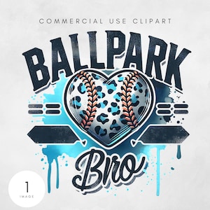Ballpark Bro PNG, lustige Sibling Baseball Sublimationsdatei Digital Design Instant Download, druckbare Kunst Leopard Herz Baseball Bruder PNG