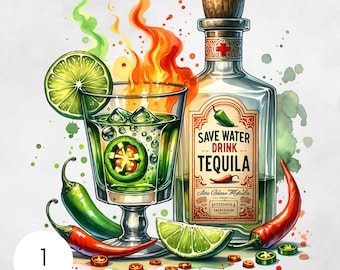 Sparen Sie Wasser Drink Tequila PNG Meine Tequila Shirt Grafik Spicy Chilli Shirt Grafik Margarita T-Shirt Design Lustiges Trinkshirt PNG Datei
