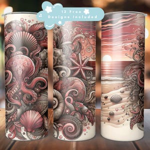 Sea Witch Tumbler Wrap, Dark Siren Ocean 20 Unzen Skinny Sublimationsbecher Design, Night Beach Seashell Mermaid Scale Tumbler Wrap