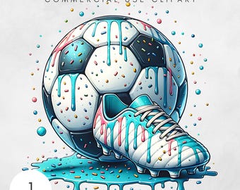 Soccer Ice Cream Drip PNG Football Sports Team Digital File Soccer Mom Sublimation for T-Shirts Digital Download for Crafts Cute Fun Design