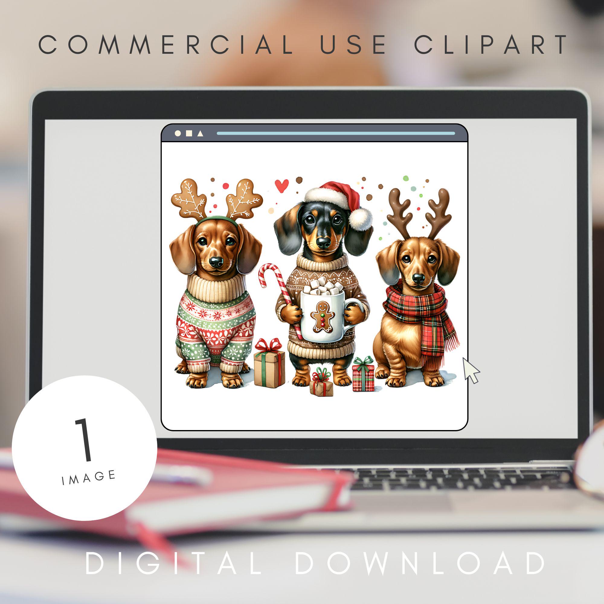 Dachshund Christmas PNG, Funny Dog Clipart, Holiday Sublimation Design ...
