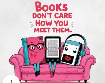Audiobook E-Reader Book PNG Still Reading Cute Trendy Digital Download for Book Lovers Stickers Aesthetic Designs Booktok Reader Gifts
