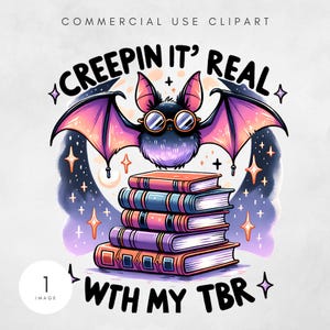 Halloween Cute Spooky Bat PNG Funny Book TBR spooky Bat png funny halloween Bat png Sublimation design Cute Ghost Bat Retro Download