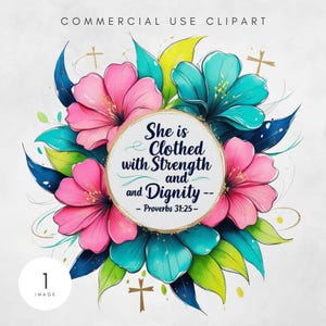 Christian Boho Flowers PNG Bundle, Floral Bible Verse Quotes, Inspirational Art for Home and Gifts Digital Art for Tshirt Tote