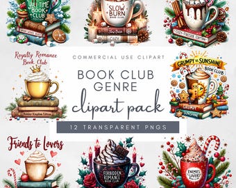 Paquete de imágenes prediseñadas de pila de libros, libros apilados de Navidad, imágenes prediseñadas festivas, gráficos de biblioteca, diario basura, diseños para amantes de los libros, paquete de pila de libros