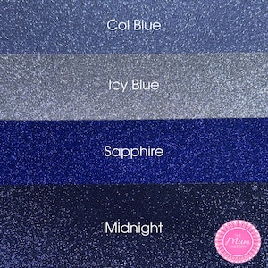 glitter cardstock Light blue, columbia blue, Royal blue and navy blue.