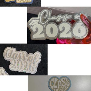 various graduation-related designs, including a large sign that says "Class of 20XX" and smaller signs that also say "Class of 20XX".