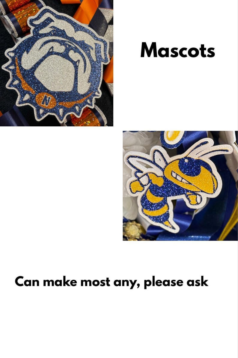 Custom Glitter Mascot Cutout – Homecoming Mum, Graduation Cap Decor image 7