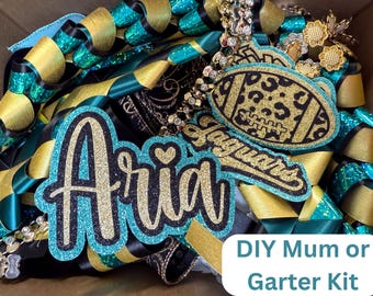 DIY Homecoming Mum or Garter Kit, Personalized Cutouts, Braids & Ribbon