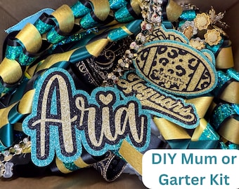 DIY Homecoming Mum or Garter Kit, Personalized Cutouts, Braids & Ribbon