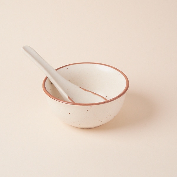 Speckled Soup Bowl with Spoon