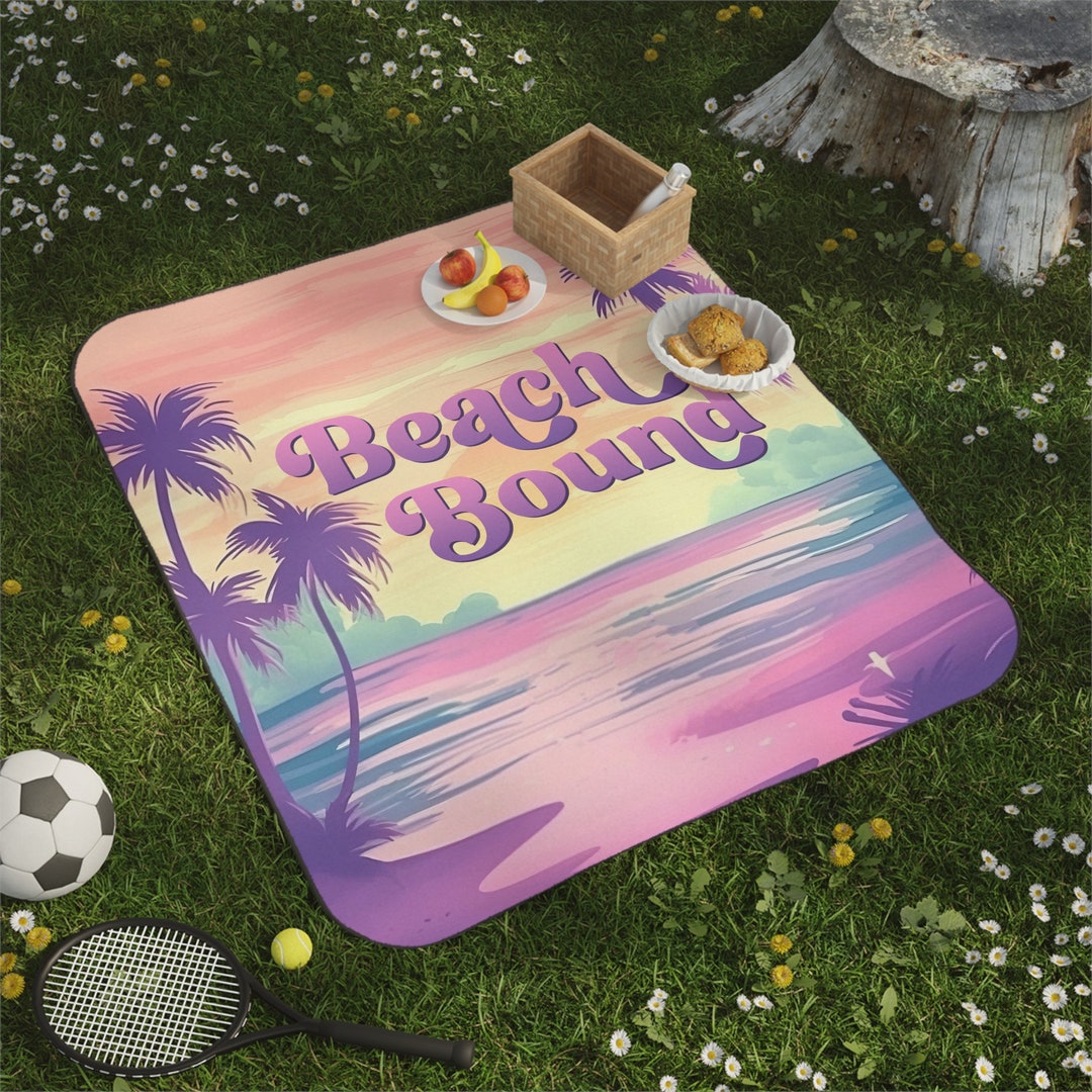 Beach Bound Picnic Blanket Personalized Picnic Blanket Etsy