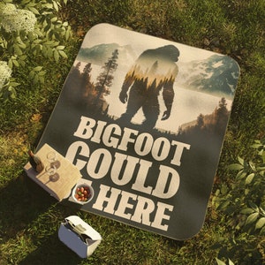 Big Foot Could Be Here Personalized Picnic Blanket | Outdoor Camping | Beach Mat | Picnic Cover | Perfect Boho Summer Date