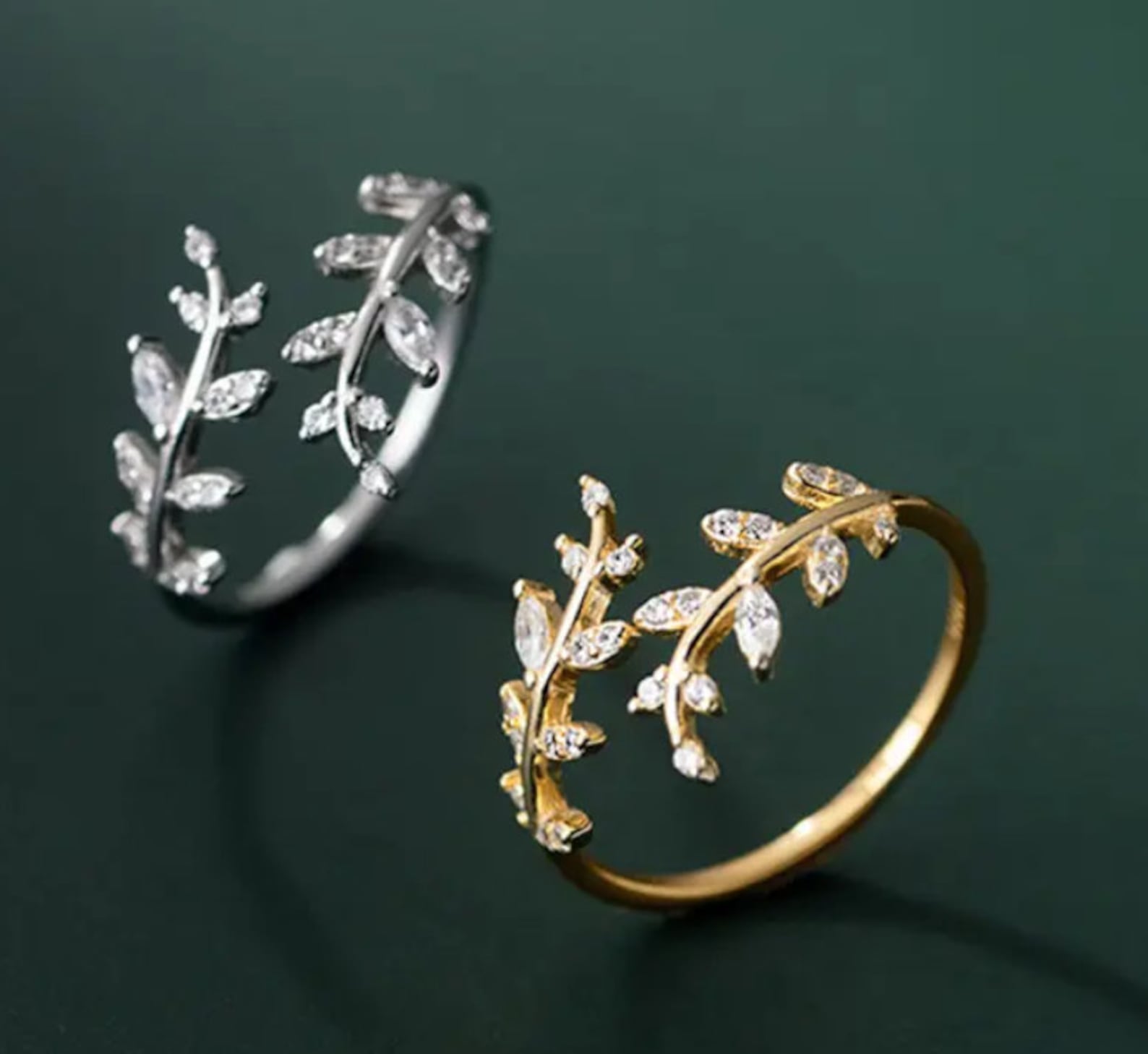 Gold Leaf Ring Marquise Leaf Ring Olive Leaf Vine Ring - Etsy