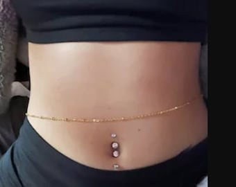 18K Gold Belly Chain, Twist Waist Chain, Wave Bikini Chain, Anti-Tarnish Jewelry, Dainty Belly Chain, Hips chain, Body chain, Christmas gift