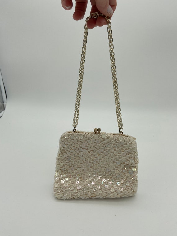 Vintage Sequin Handbag or Purse | Gold Tone Chain… - image 3