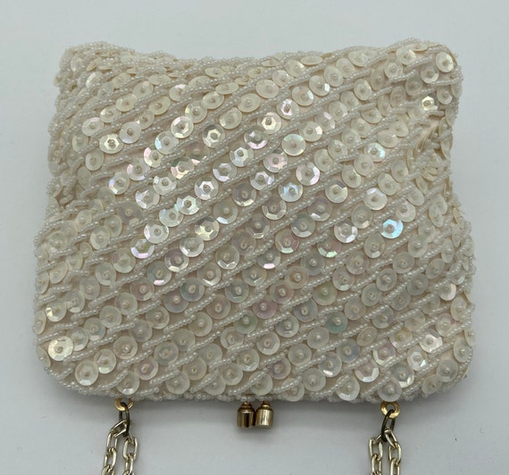 Vintage Sequin Handbag or Purse | Gold Tone Chain… - image 5