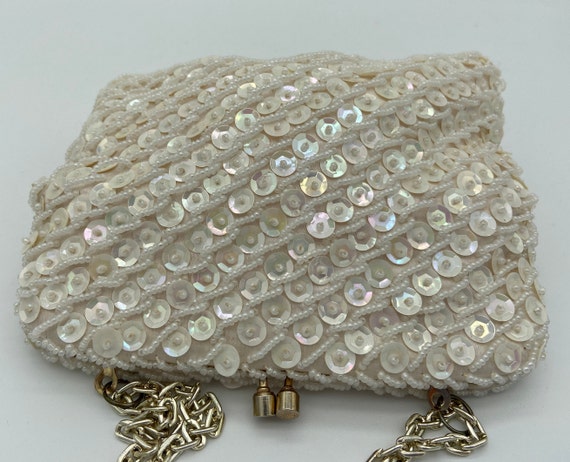 Vintage Sequin Handbag or Purse | Gold Tone Chain… - image 2