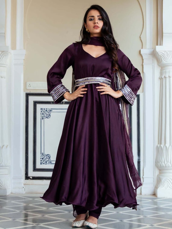 Wine Color Georgette Gown With Dupatta and 8.5 Meter Big Flair Gown | Gowns,  Gown with dupatta, Bridal wear