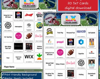 Big Game Commercials Bingo 2026 | 20 Card Set | Instant Download - Etsy