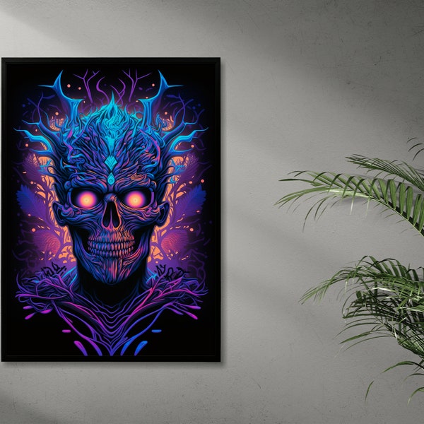 Demon | Blacklight Style Art | Vibrant | Neon Décor | Blacklight Printable Art | Blacklight Home Décor | Wall art | AI Art