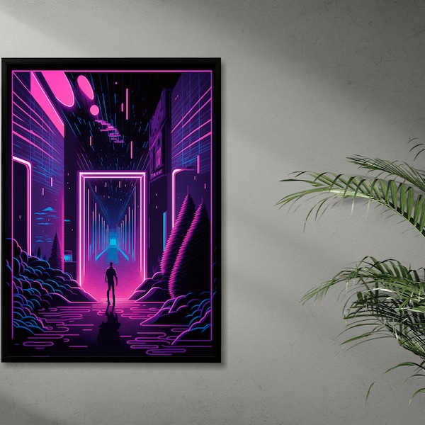 Into the Portal | Blacklight Style Art | Vibrant | Neon Décor | Blacklight Printable Art | Blacklight Home Décor | AI Art