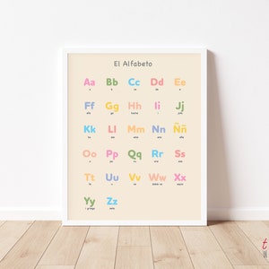 Spanish Alphabet Poster, Spanish ABC poster, Printable Spanish Wall Art for Classroom and Nursery Decor