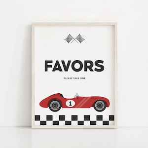 Racecar Birthday Party Sign, Editable Modern Red Race Car Birthday Table Sign, Fast One Party Decor, Two Fast Party Decor, INSTANT DOWNLOAD