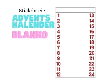 Embroidery file Advent calendar BLANK ITH