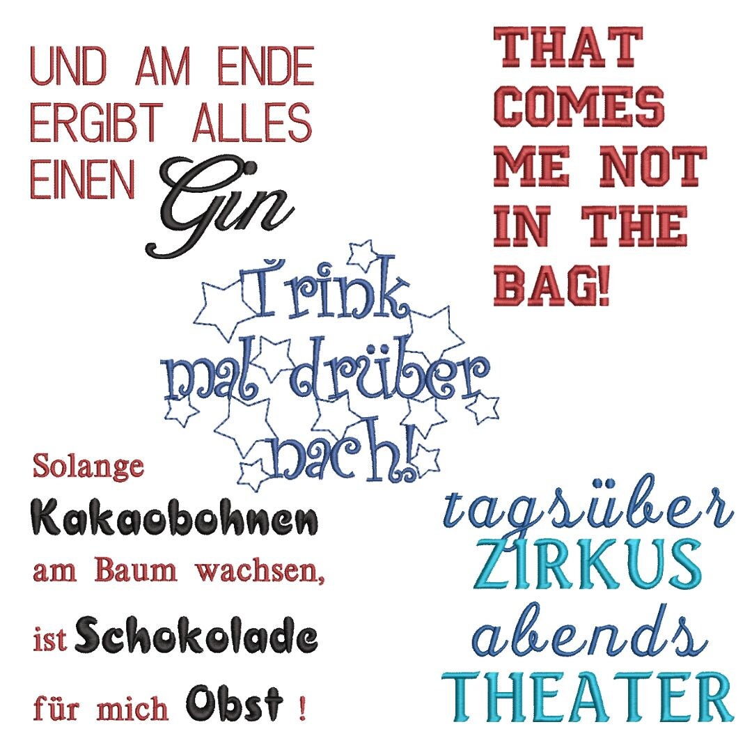 Stickdatei Sprüche Set 15x15 Etsy.de