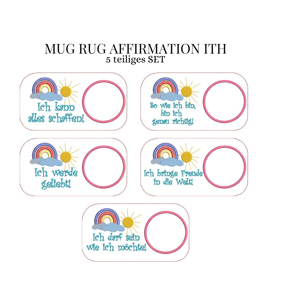 Embroidery File Set Mug Rug Affirmation ITH - Etsy