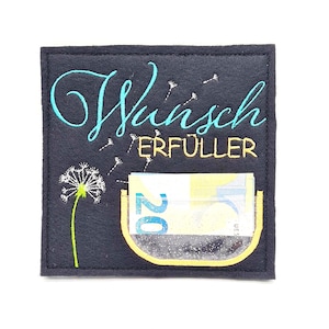 Stickdatei für Geldhülle Wunsch