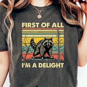 Comfort Colors® Retro Allereerst I&#39;m A Delight Sarcastic Opossum Lover Shirt, Comfort Funny Animal Lover T-shirt, uniek cadeau Opossum Lovers