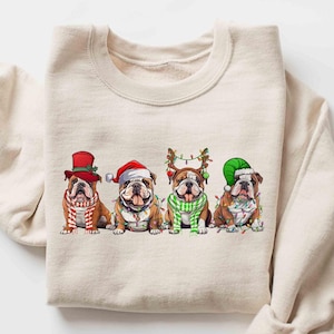 Englische Bulldogge Sweatshirt, Hunde-Liebhaber-Geschenk, Feiertags-Pullover, Weihnachten Englische Bulldogge-Shirt, Hundemama-Shirt, Weihnachtshemd, Weihnachten Rundhalsausschnitt