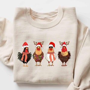 Сute Christmas Chickens Sweatshirt, Funny Christmas Chicken Sweatshirt, Christmas Crewneck, Holiday Sweatshirt, Christmas Farm Sweatshirt