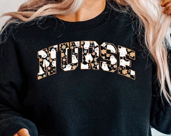 Halloween Nurse Sweatshirt, Spooky Nurse Sweatshirt, Nurse Halloween T-shirt, Cute Nurse Shirt, Nurse Halloween Gifts, Halloween Party Shirt