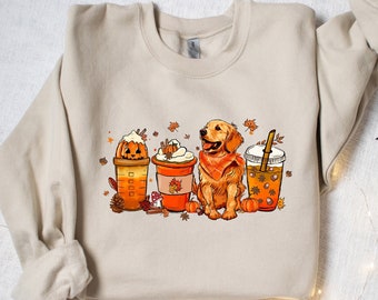 Golden Retriever Fall Sweatshirt, Halloween Golden Retriever Hoodie, Golden Retriever Dog T-shirt, Golden Retriever Halloween Shirt
