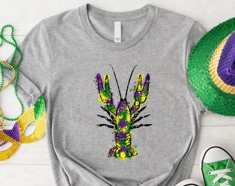 Camisa de Nueva Orleans, camiseta de cangrejo, martes gordo, camiseta de fiesta de disfraces de cangrejo de río, camiseta de cangrejo de acuarela, sudadera Gras Attire
