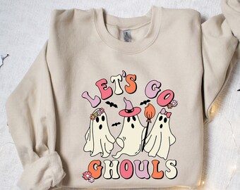 Lets Go Ghouls Sweatshirt, Halloween Sweatshirt, Ghost Halloween Sweatshirt, Funny Ghost Sweater, Retro Halloween Sweater Funny, Halloween