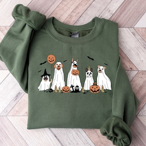 Halloween Sweatshirt, Halloween Shirt, Retro Spooky Season, Ghost Sweatshirt,Halloween Dog Sweatshirt,Ghost Dog Shirt,2024 Happy Halloween