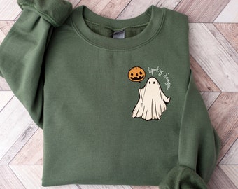 Spooky Season Sweatshirt, Crewneck Sweatshirt, Pumpkin Fall, Cute and Scary, Autumn Shirt, Spooky Sweatshirt, Halloween, Ghost, Black, PSL