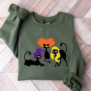 Halloween Cat Sweatshirt, Black Cat Crewneck, Spooky Season, Cat Lovers Shirt, Halloween Cat Shirt, Ghost Black Cat Crewneck,Halloween shirt